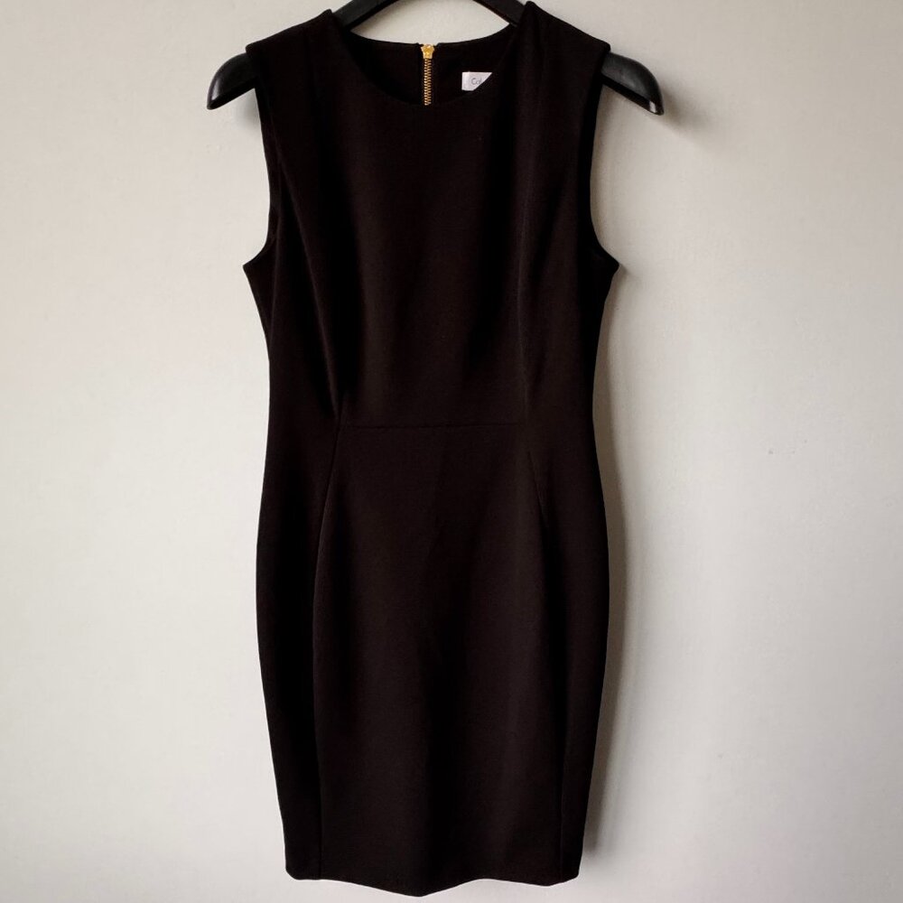 Calvin Klein Black Sleeveless Midi Sheath Dress